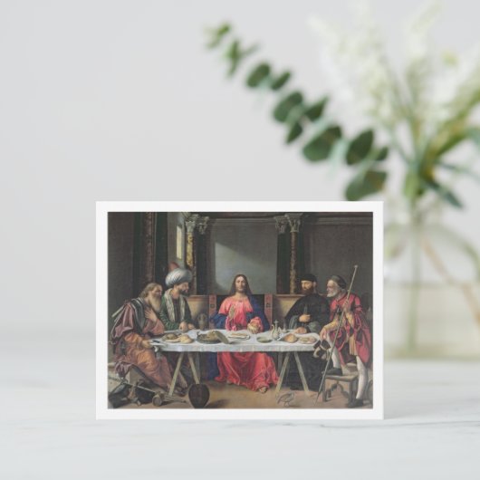 Das Abendessen bei Emmaus (Öl auf Tafel) Postkarte (Stehend Vorderseite)