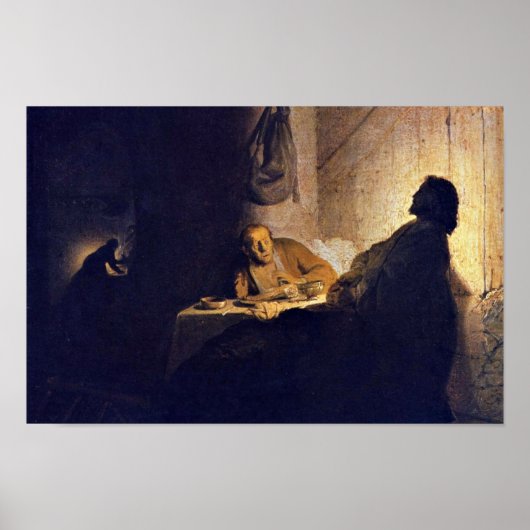 Das Abendessen bei Emmaus. von Rembrandt Van Rijn Poster (Vorne)