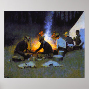 Das Abendessen der Jäger Frederic Remington Poster
