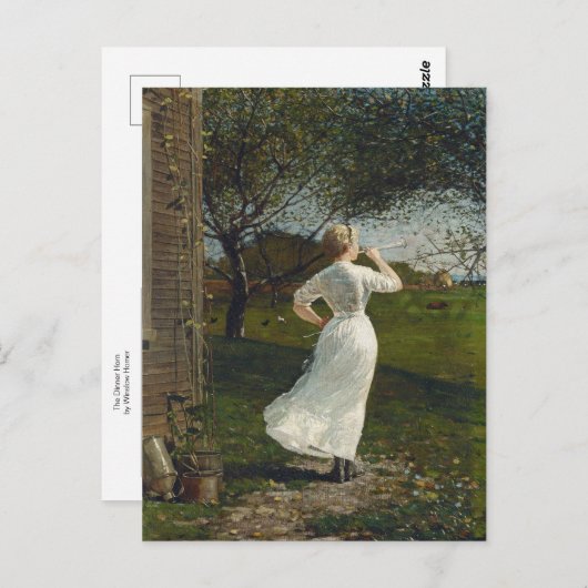 Das Abendessen Horn von Winslow Homer Postkarte (Vorne/Hinten)