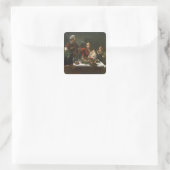 Das Abendessen im Emmaus, 1601 2 Quadratischer Aufkleber (Tasche)