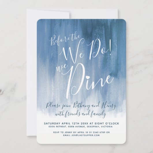 Das Abendessen in der Probe Blue Graue Einladung (Vorderseite)