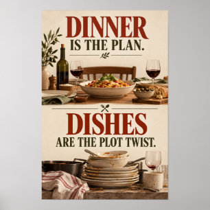 Das Abendessen ist der Plan. Geschirr ist die uner Poster