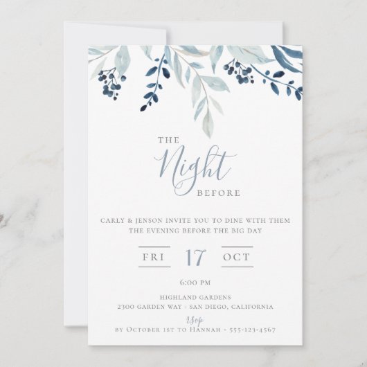 Das Abendessen vor blauer Probe Einladung (Vorderseite)