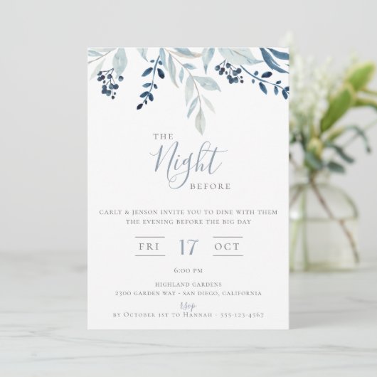 Das Abendessen vor blauer Probe Einladung (Stehend Vorderseite)