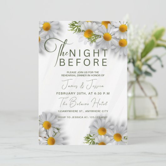 Das Abendessen vor der Hochzeit mit Probe Einladung (Stehend Vorderseite)