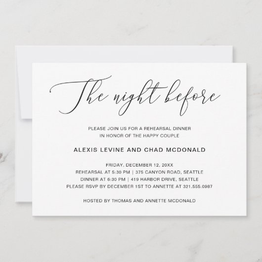 Das Abendessen vor der modernen Probe Einladung (Vorderseite)