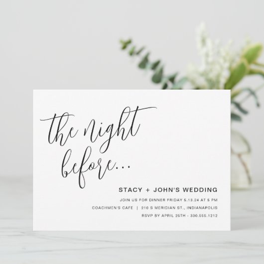 Das Abendessen vor der Probe Einladung (Stehend Vorderseite)