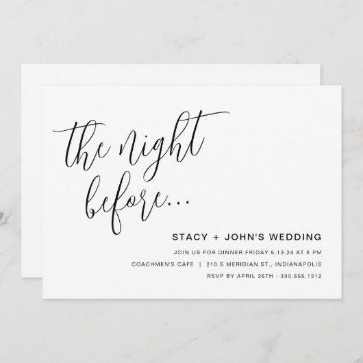 Das Abendessen vor der Probe Einladung (Vorne/Hinten)