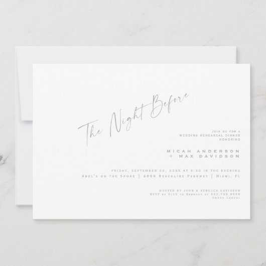 Das Abendessen vor der Probe ist einfach. Einladung (Vorderseite)