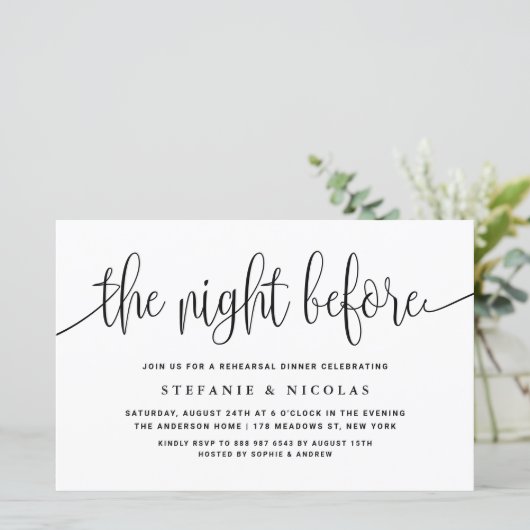 Das Abendessen vor der Probe mit schwarzem Skript (Stehend Vorderseite)