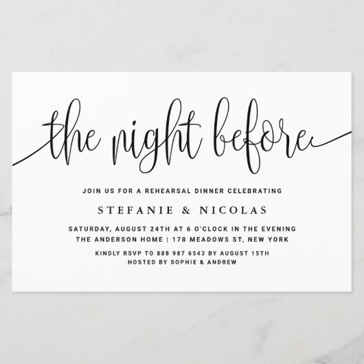 Das Abendessen vor der Probe mit schwarzem Skript (Vorderseite)