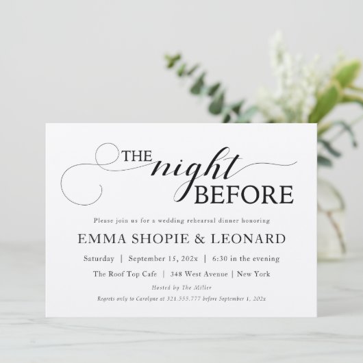 Das Abendessen vor der rustikalen Probe Einladung (Stehend Vorderseite)