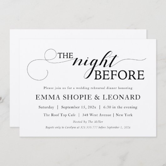 Das Abendessen vor der rustikalen Probe Einladung (Vorne/Hinten)