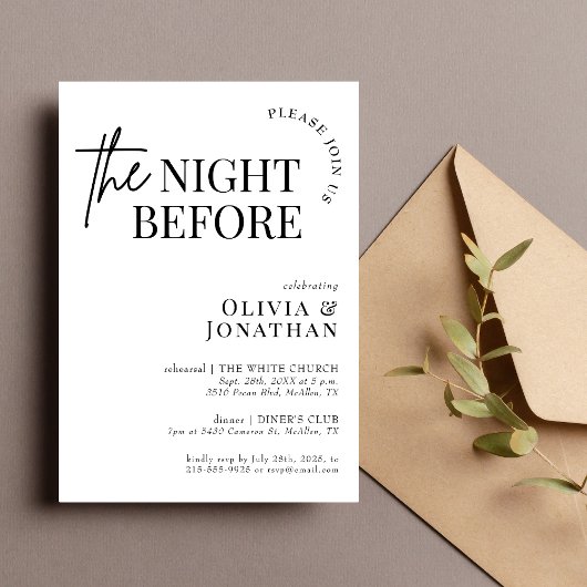 Das Abendessen vor der Schwarz-Weiß-Probe Einladung