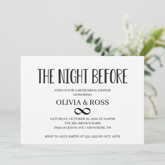 Das Abendessen vor der unendlichen Probe Einladung (Stehend Vorderseite)