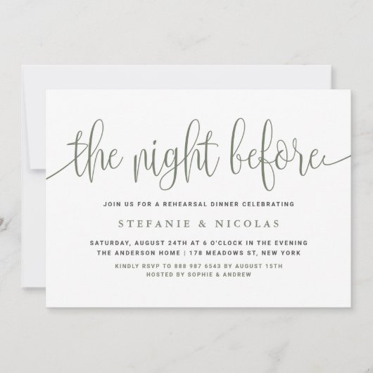 Das Abendessen vor grüner Script-Probe Einladung (Vorderseite)