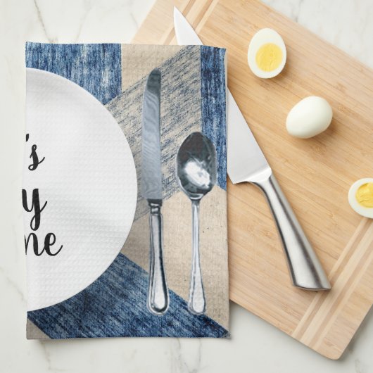 Das Abendessen wird Abstrakt in Blau serviert Geschirrtuch (Viertel Falte)