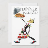 DAS ABENDESSEN WIRD SERVIERT EINLADUNG (Vorderseite)