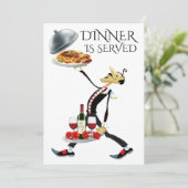 DAS ABENDESSEN WIRD SERVIERT EINLADUNG (Stehend Vorderseite)
