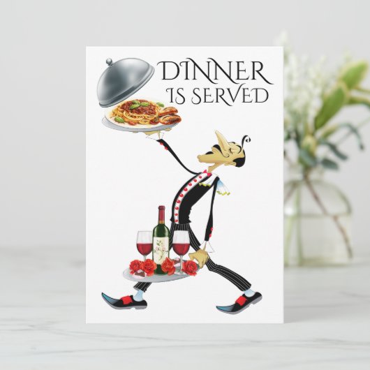 DAS ABENDESSEN WIRD SERVIERT EINLADUNG (Stehend Vorderseite)