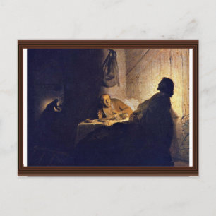 Das Abendmahl in Emmaus. Von Rembrandt Van Rijn Postkarte