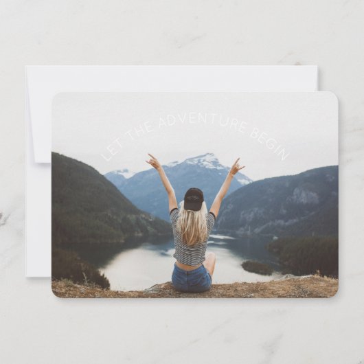 Das Abenteuer Begin Foto Farewell Party gelassen Einladung (Vorderseite)