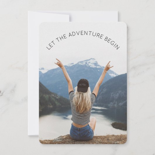 Das Abenteuer Begin Foto Farewell Party gelassen Einladung (Vorderseite)