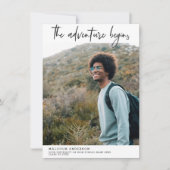 Das Abenteuer beginnt Brush Stroke Foto Abschluss Einladung (Vorderseite)