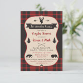 Das Abenteuer beginnt! Buffalo Kariert Paare Dusch Einladung (Stehend Vorderseite)