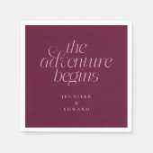 Das Abenteuer Beginnt Cranberry Moderne Typografie Serviette (Vorderseite)