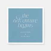 Das Abenteuer Beginnt Denim Blau Moderne Typografi Serviette (Vorderseite)