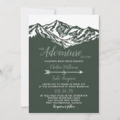 Das Abenteuer beginnt die Hochzeit von Bergen Grün Einladung (Vorderseite)