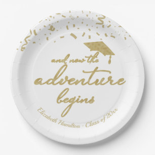 Das Abenteuer beginnt Gold Foil Graduation Party P Pappteller