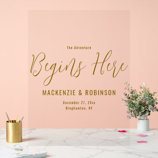 Das Abenteuer beginnt hier Elegante Hochzeit Willk Acrylschild