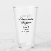 Das Abenteuer beginnt Hochzeitspaar Name Datum ein Glas (Rückseite)