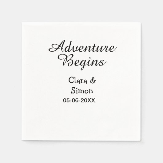Das Abenteuer beginnt Hochzeitspaar Name Datum ein Serviette (Vorderseite)