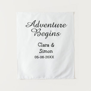 Das Abenteuer beginnt Hochzeitspaar Name Datum ein Wandteppich