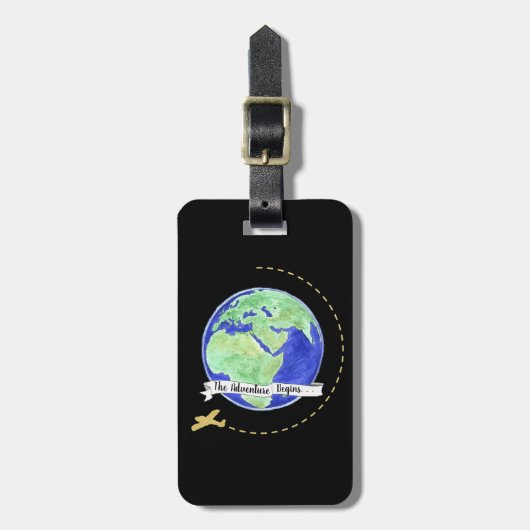 Das Abenteuer beginnt in der Welt Gepäckanhänger (Vorderseite vertikal)