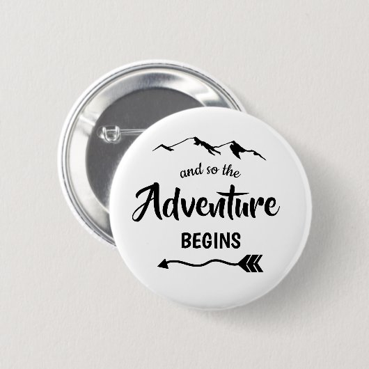 Das Abenteuer beginnt in trendy Black and White Button (Vorne & Hinten)