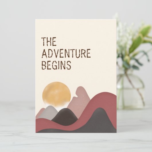 Das Abenteuer beginnt | Landschaftliche Hochzeit Einladung (Stehend Vorderseite)