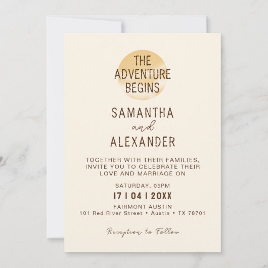 Das Abenteuer beginnt | Landschaftliche Hochzeit Einladung (Rückseite)