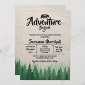 Das Abenteuer beginnt mit dem Baby-Duschbären Wint Einladung (Vorne/Hinten)