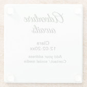 Das Abenteuer beginnt mit dem Hinzufügen des Namen Glasuntersetzer (Rückseite)