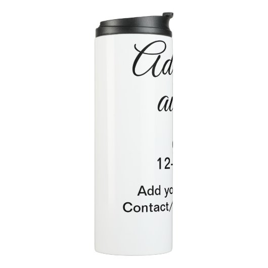 Das Abenteuer beginnt mit dem Hinzufügen des Namen Thermosbecher (Nach links gedreht)