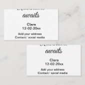 Das Abenteuer beginnt mit dem Hinzufügen des Namen Visitenkarte (Vorne/Hinten)