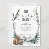 Das Abenteuer beginnt mit der Bear Wilderness Baby Einladung (Vorderseite)
