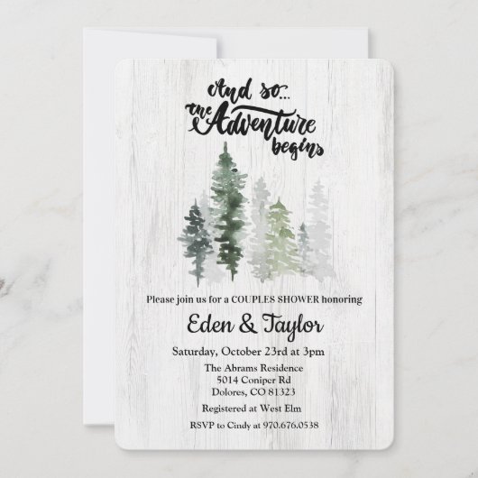 Das Abenteuer beginnt mit der Dusche Paare. Einladung (Vorderseite)