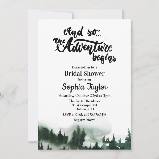 Das Abenteuer beginnt mit der Einladung zur Brautd (Vorderseite)