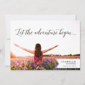 Das Abenteuer beginnt mit der Foto Graduation Part Einladung (Vorderseite)